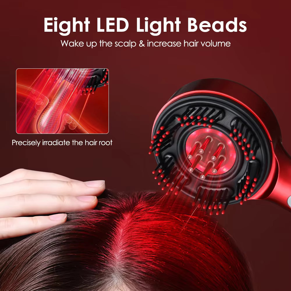 MY TREASURE electric scalp massager for hair growth with eight LED light beads stimulating scalp and hair roots