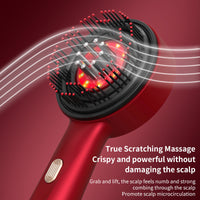 MY TREASURE electric scalp massager for hair growth with red LED light and soft bristles