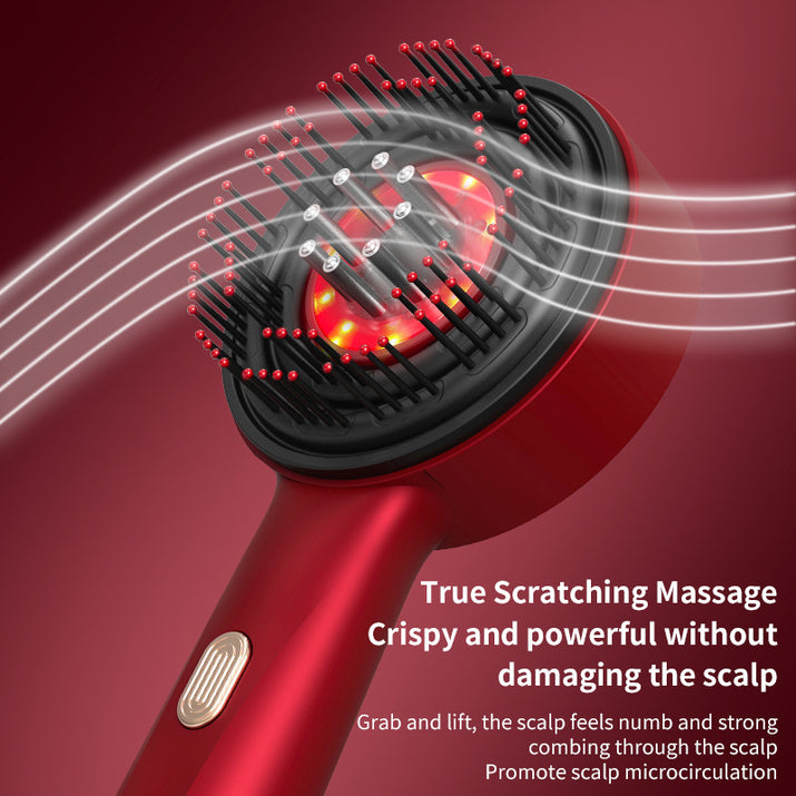 MY TREASURE electric scalp massager for hair growth with red LED light and soft bristles