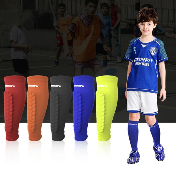 MY TREASURE pro sports shin guards for kids in multiple colors with honeycomb padding for soccer protection